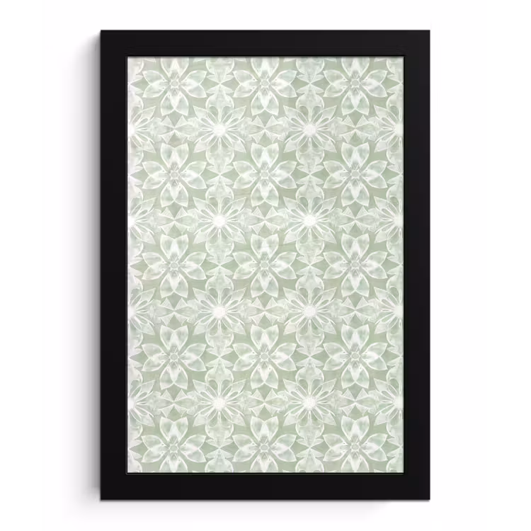 Bilder mit Rahmen - Salbeigrün – Symmetrisch – Mandala – Ornament – Muster — 1