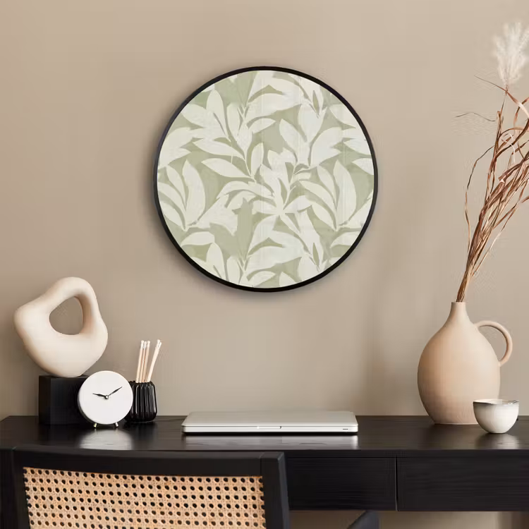 Poster im Rahmen Rund - Salbeigrün – Botanisch – Minimalistisch – Muster — 3