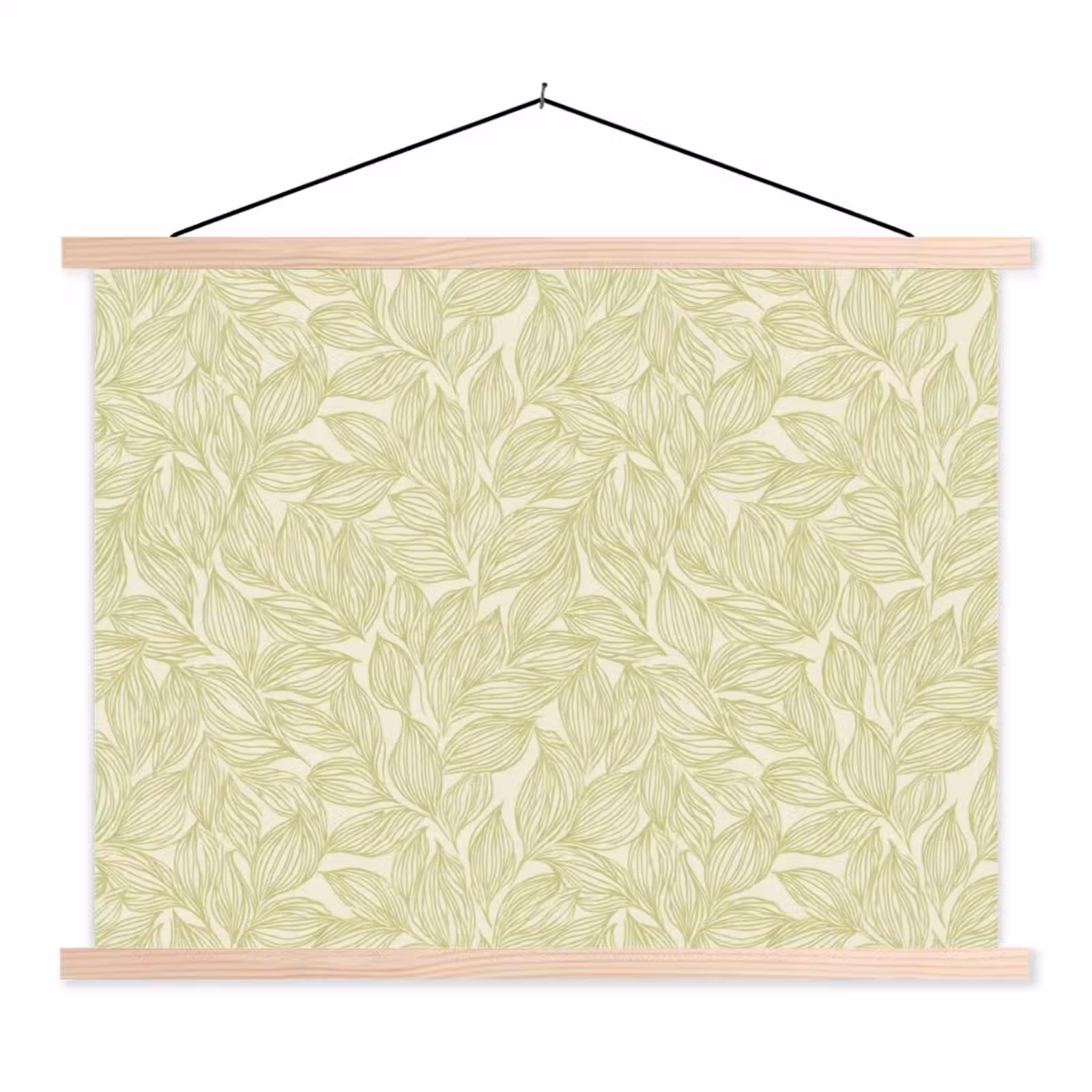 Stoffbild - Salbeigrün – Botanisch – Blätter – Handgezeichnet – Muster — 1