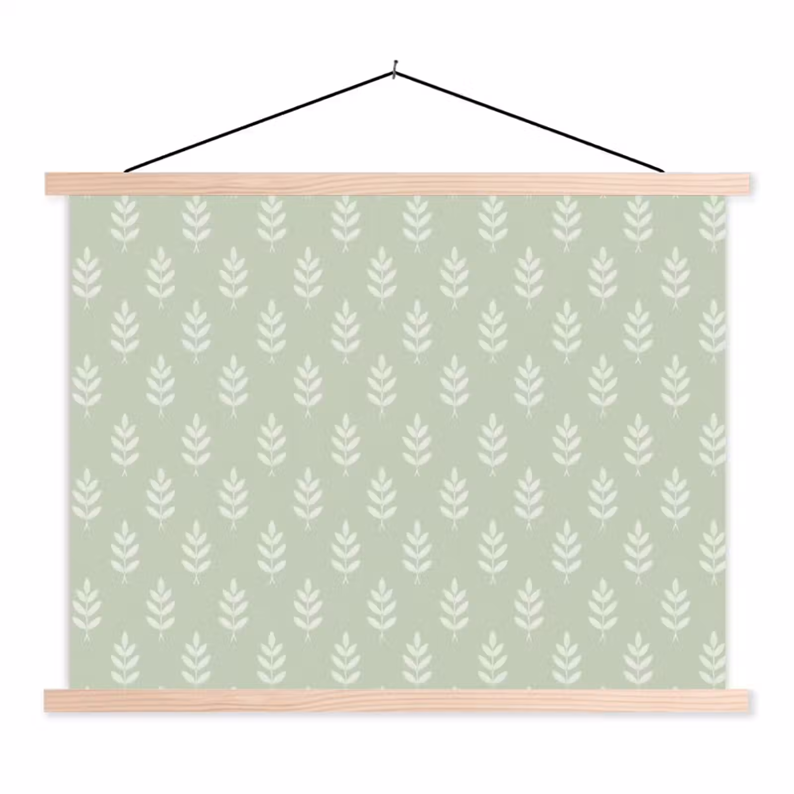 Stoffbild - Salbeigrün – Botanisch – Zweige – Minimalistisch – Muster — 1