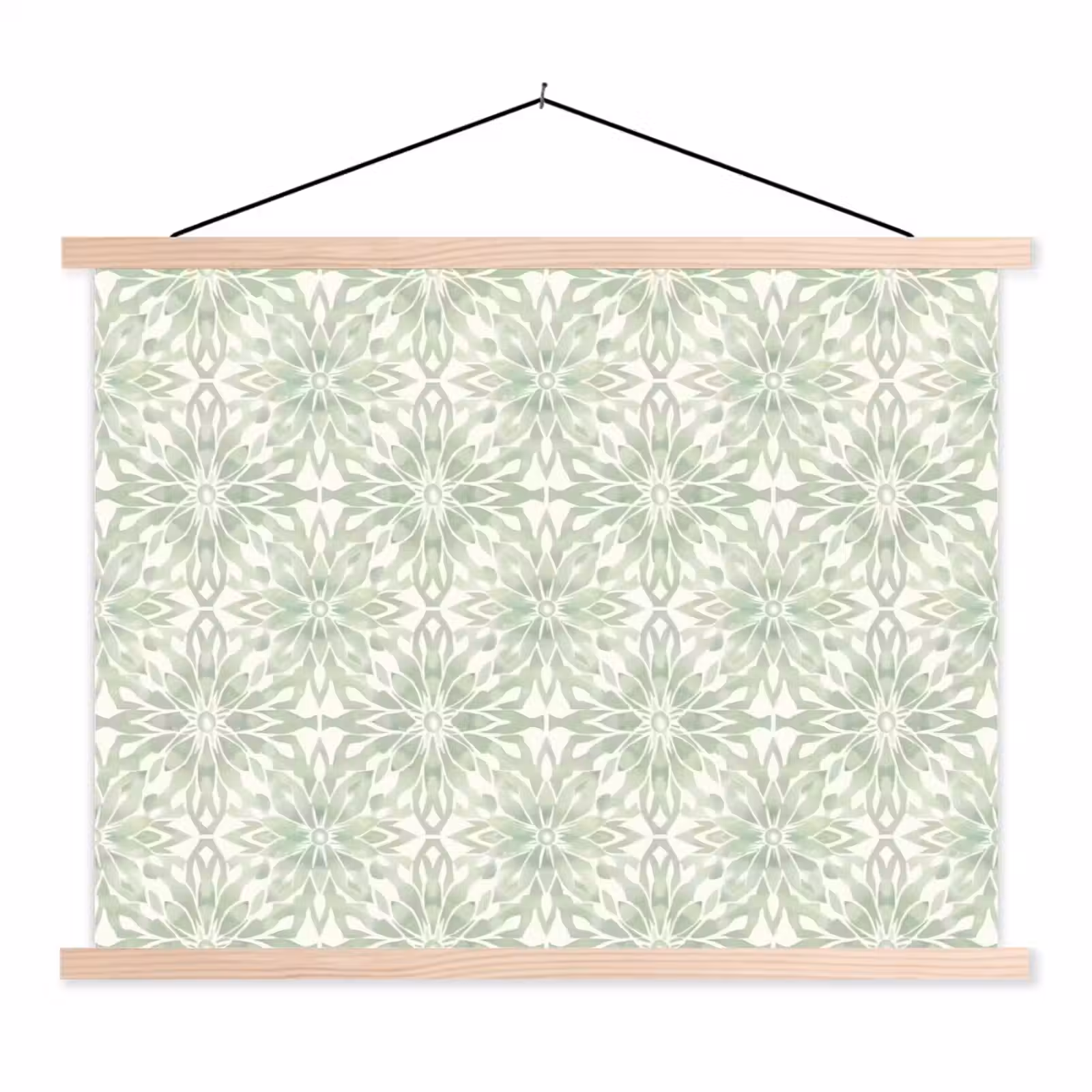 Stoffbild - Salbeigrün – Symmetrisch – Mandala – Ornament – Muster — 1