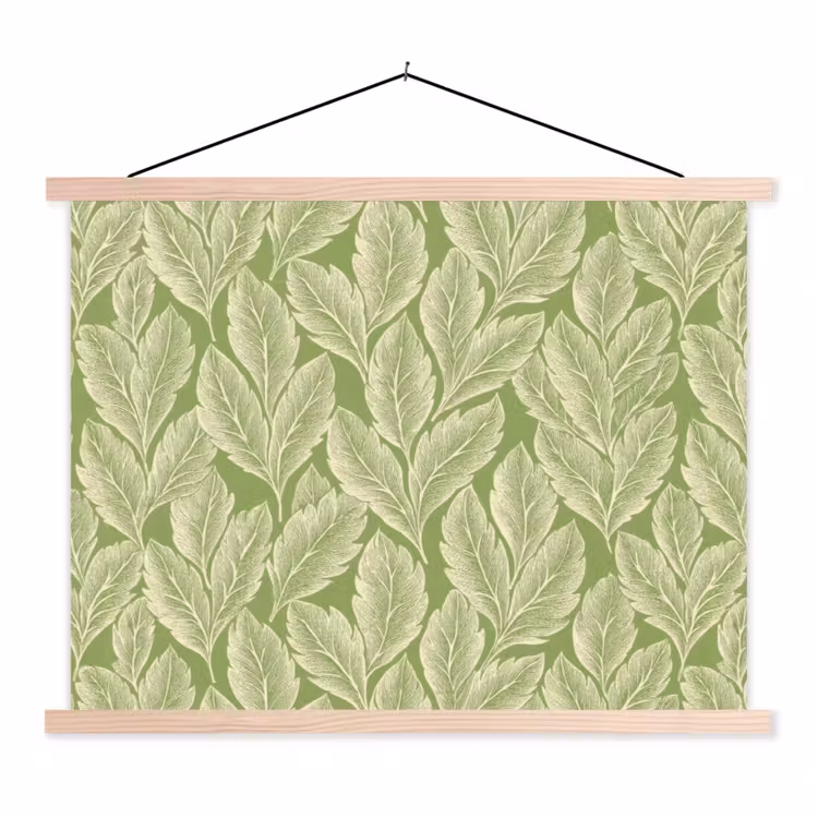 Stoffbild - Grün – Botanisch – Blätter – Vintage – Muster — 1