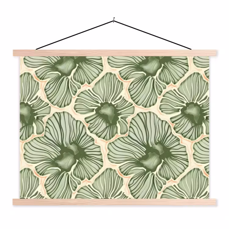 Stoffbild - Grün – Botanisch – Blumen – Organisch – Muster — 1