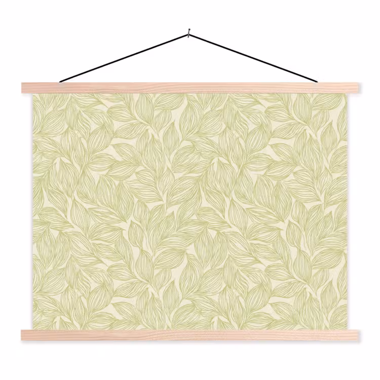 Stoffbild - Salbeigrün – Botanisch – Blätter – Handgezeichnet – Muster — 1