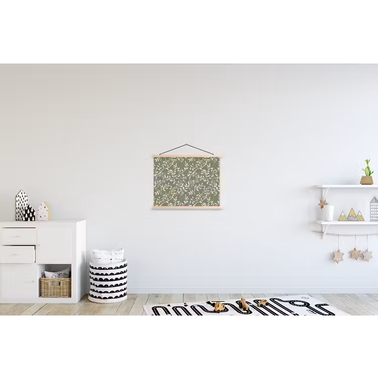 Stoffbild - Salbeigrün – Botanisch – Zweige – Beeren – Leinen – Muster — 2
