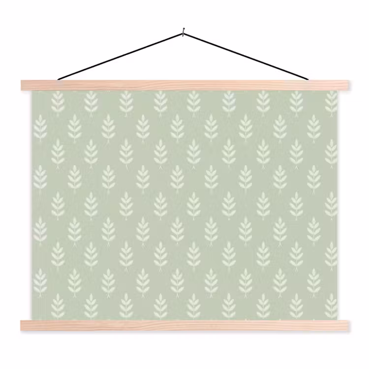 Stoffbild - Salbeigrün – Botanisch – Zweige – Minimalistisch – Muster — 1