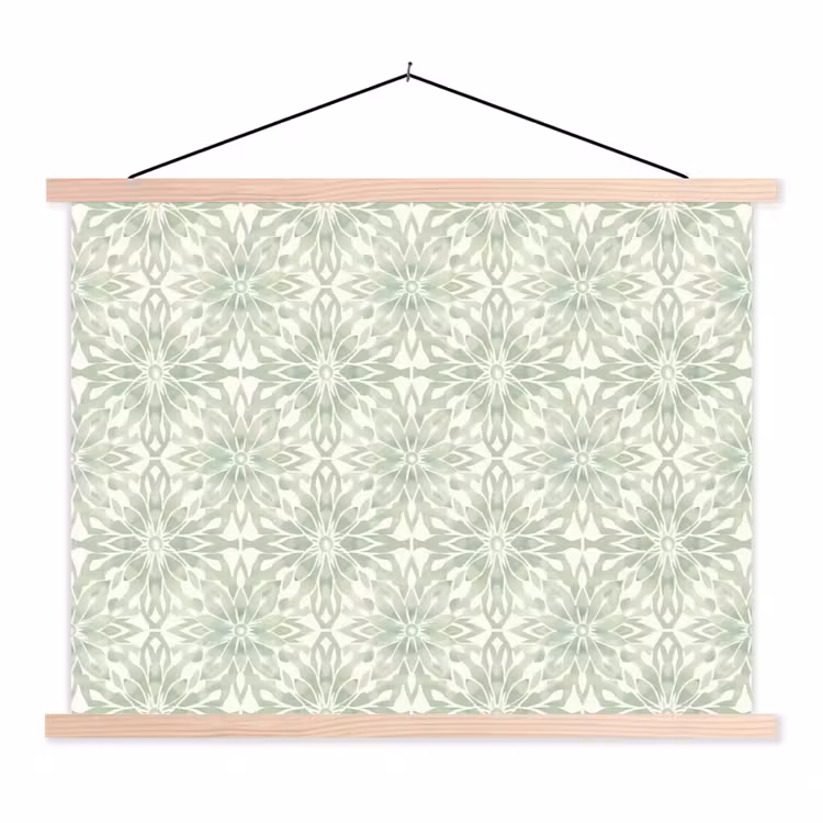 Stoffbild - Salbeigrün – Symmetrisch – Mandala – Ornament – Muster — 1