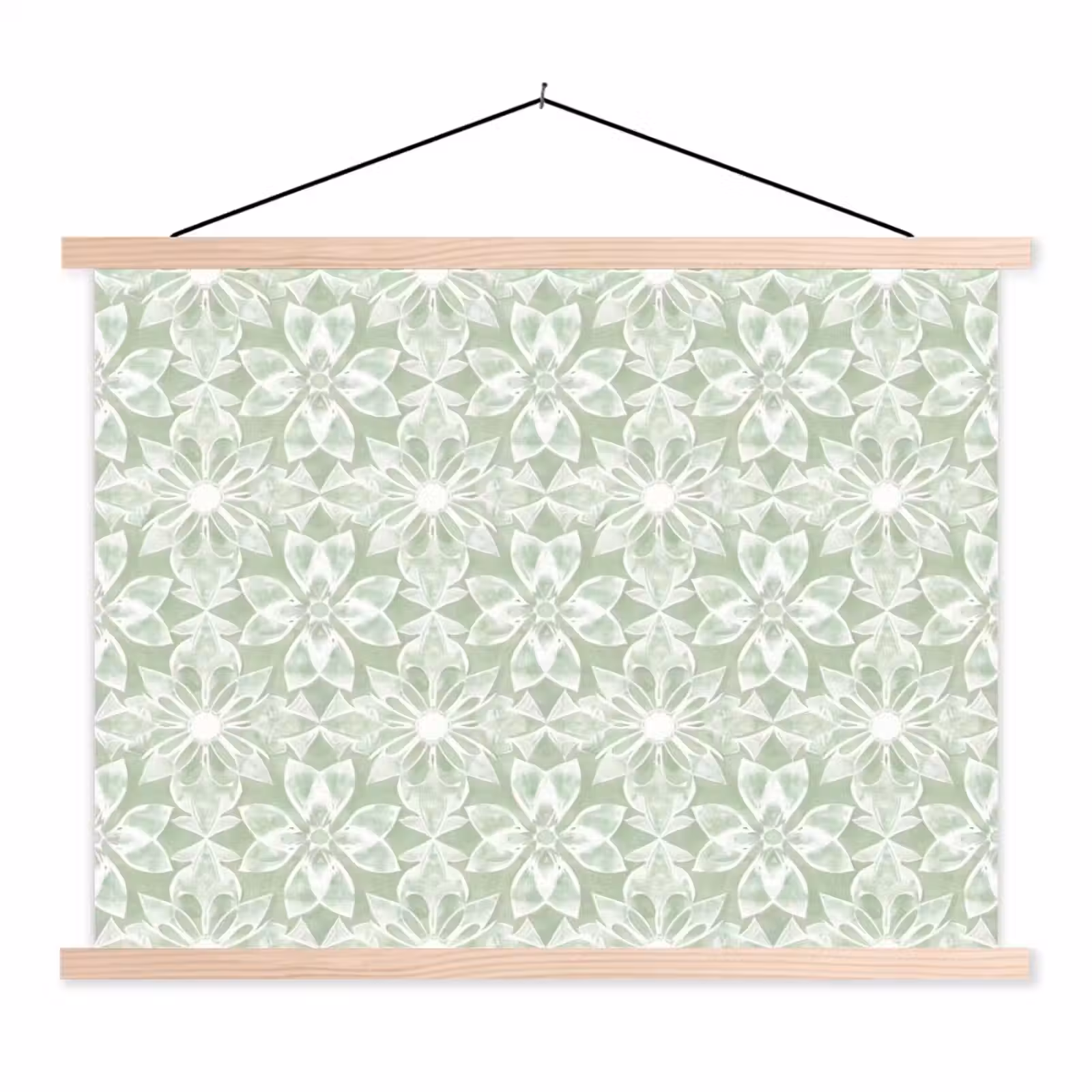 Stoffbild - Salbeigrün – Symmetrisch – Mandala – Ornament – Muster — 1