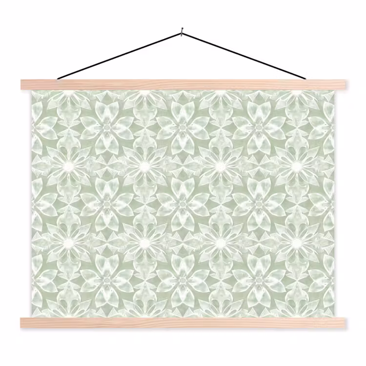Stoffbild - Salbeigrün – Symmetrisch – Mandala – Ornament – Muster — 1