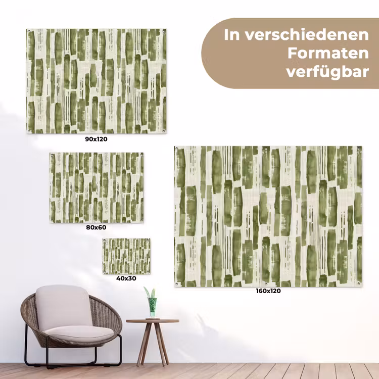 Gartenposter - Grün – Abstrakt – Pinselstriche – Leinen – Muster — 6