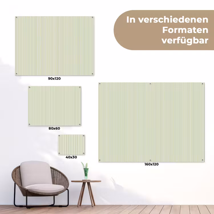 Gartenposter - Salbeigrün – Streifen – Minimalistisch – Muster — 6
