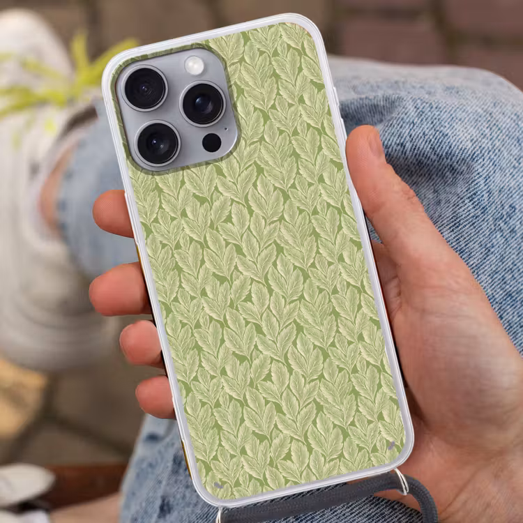 Handyhülle mit Band - Grün – Botanisch – Blätter – Vintage – Muster — 2