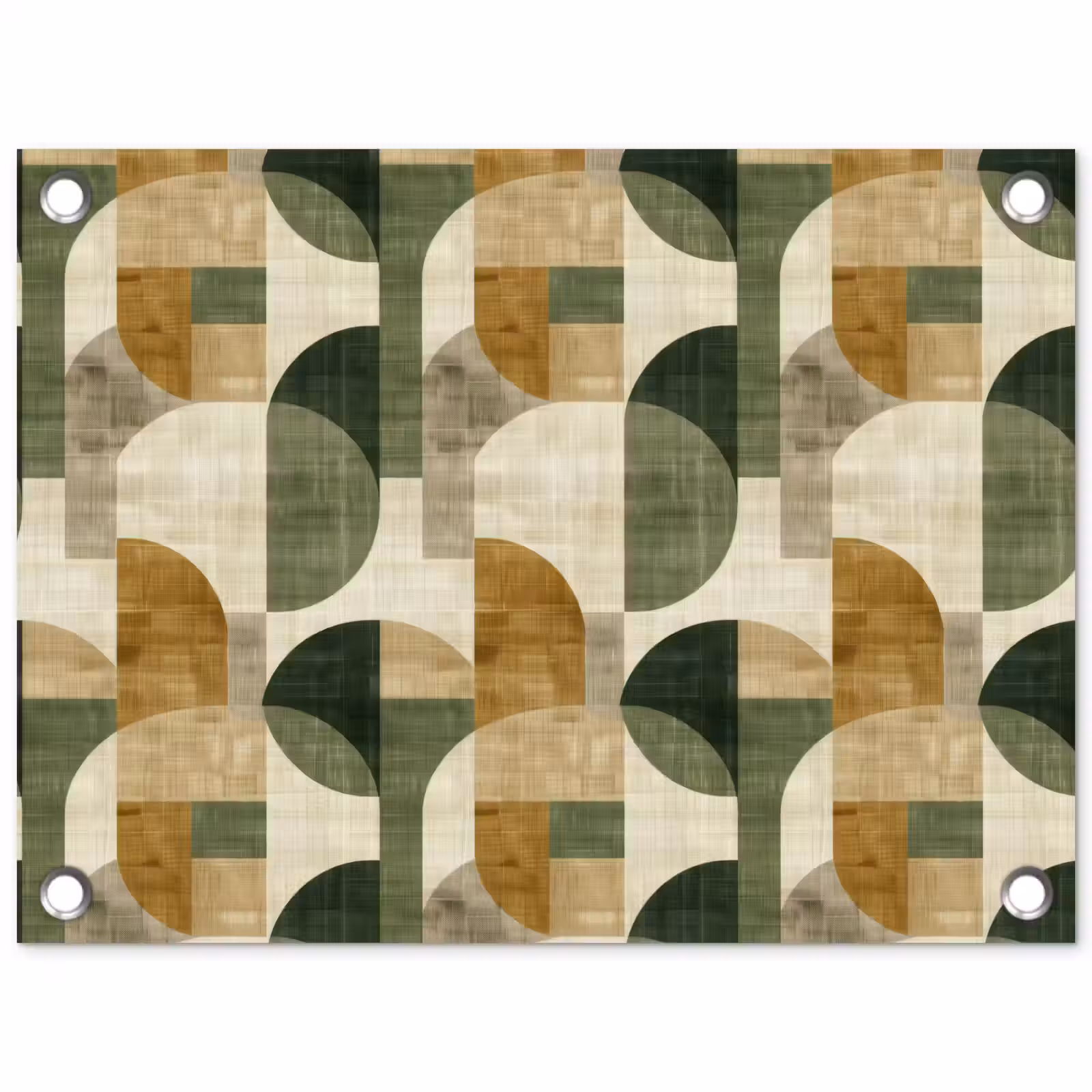 Gartenposter - Olivgrün – Geometrisch – Abstrakt – Mid-Century – Leinen – Muster — 1
