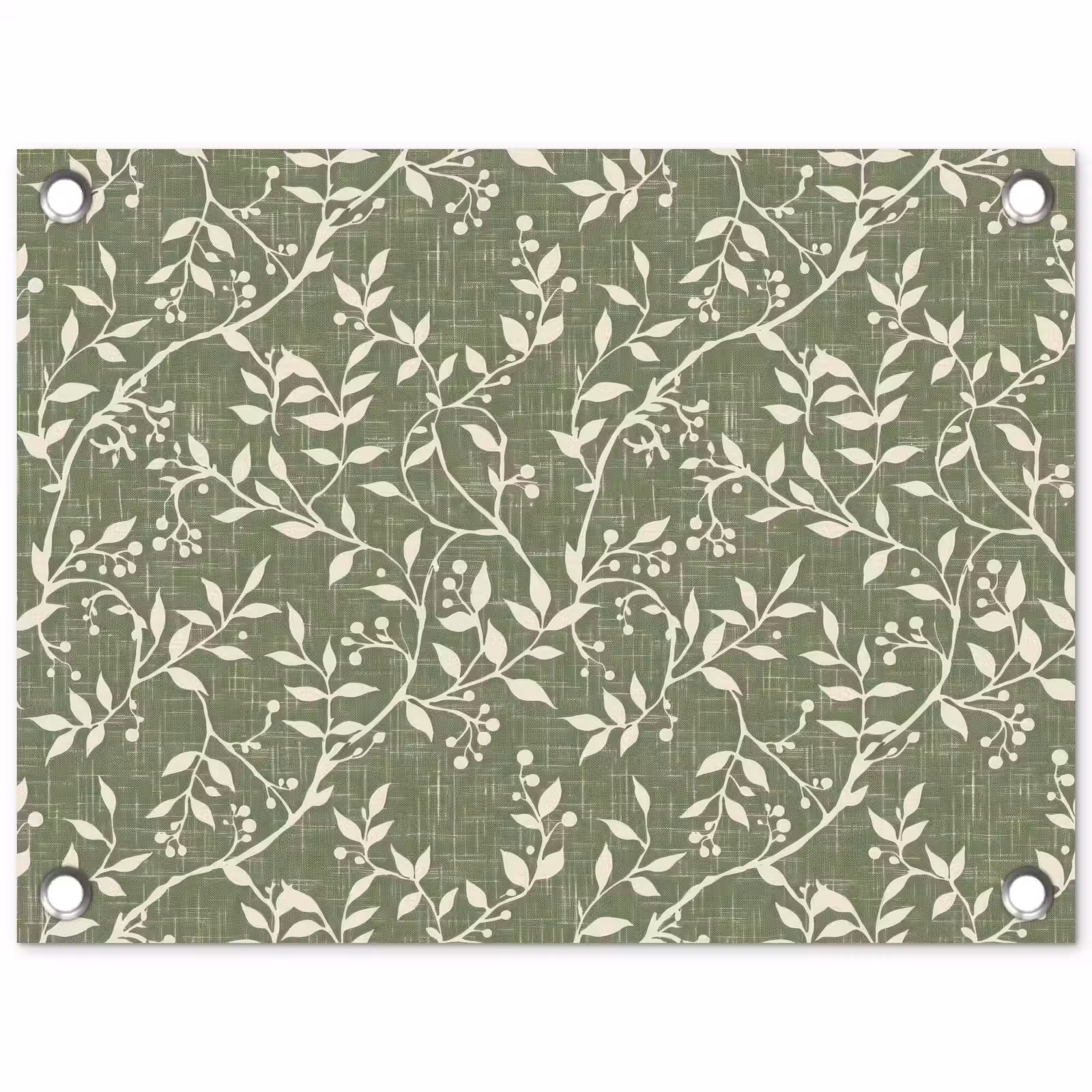 Gartenposter - Salbeigrün – Botanisch – Zweige – Beeren – Leinen – Muster — 1