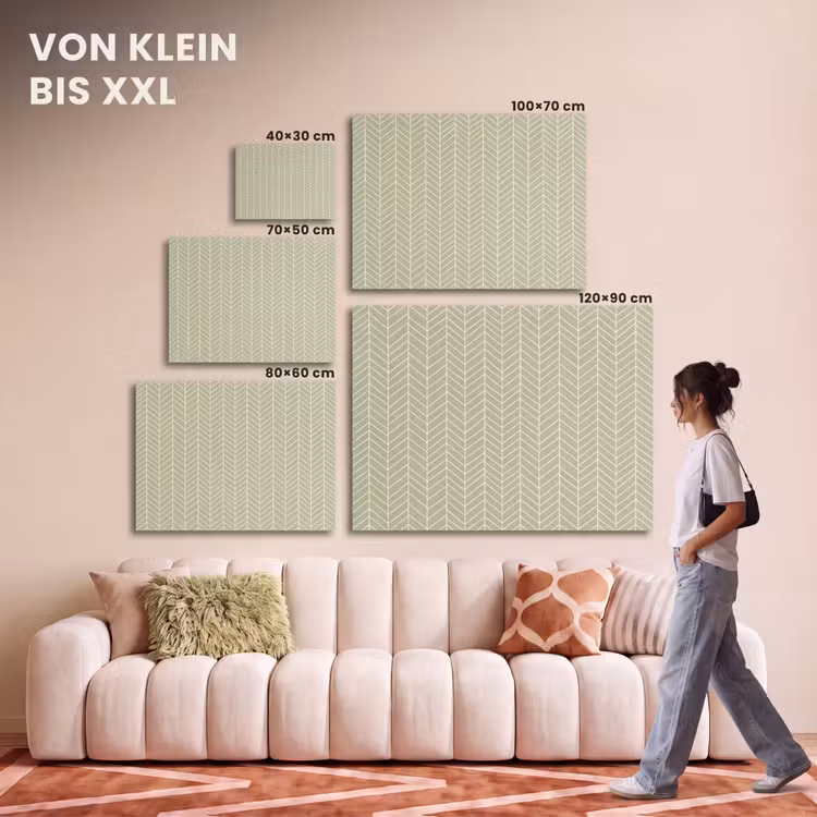 Akustikbild - Salbeigrün – Fischgrät – Geometrisch – Muster — 7