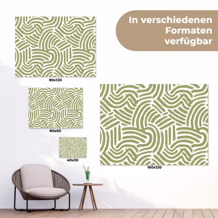 Gartenposter - Salbeigrün – Abstrakt – Bögen – Handgezeichnet – Muster — 6