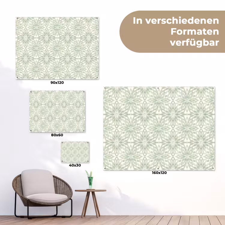 Gartenposter - Salbeigrün – Symmetrisch – Mandala – Ornament – Muster — 6