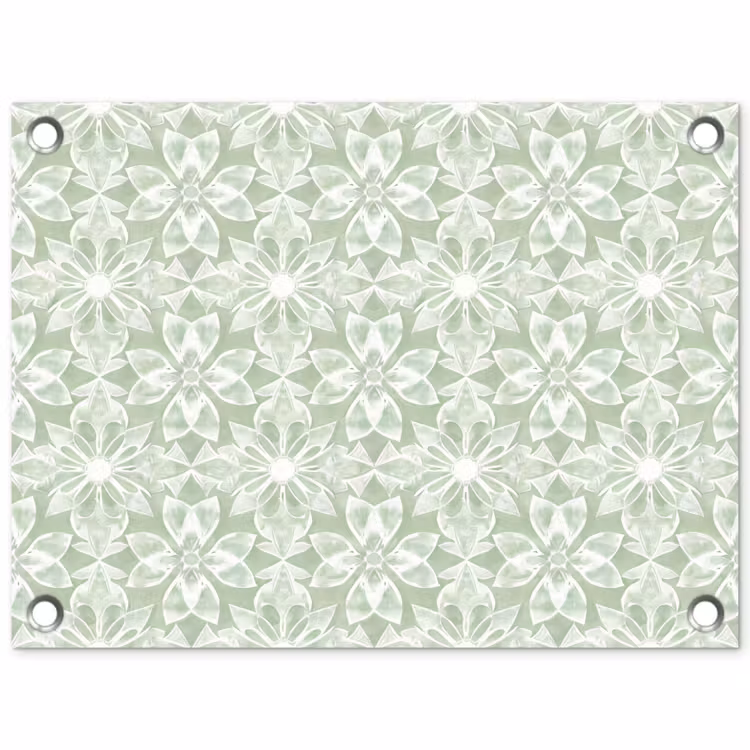 Gartenposter - Salbeigrün – Symmetrisch – Mandala – Ornament – Muster — 1