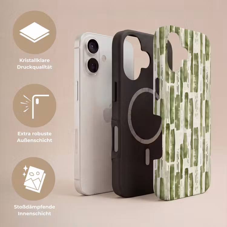 Handyhülle Toughcase - Grün – Abstrakt – Pinselstriche – Leinen – Muster — 3