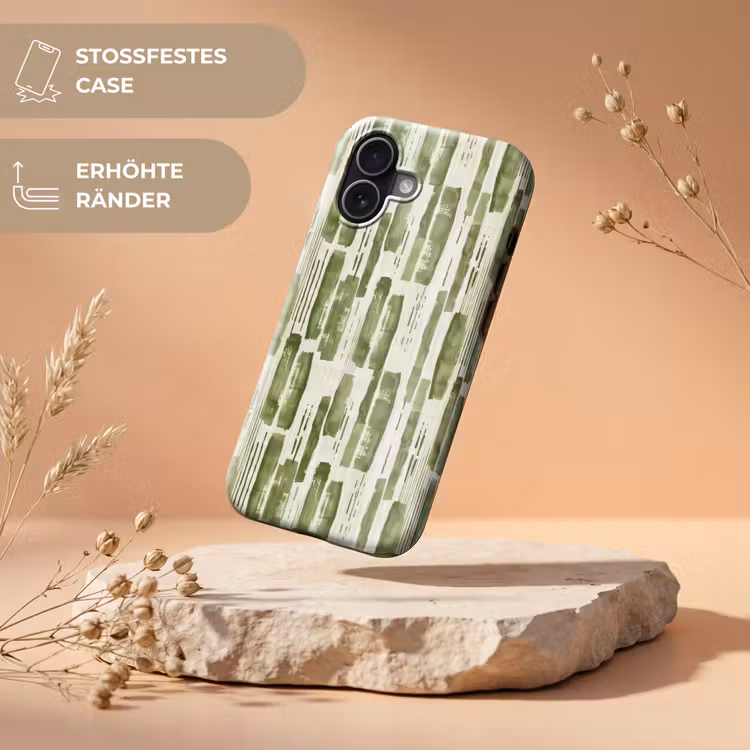 Handyhülle Toughcase - Grün – Abstrakt – Pinselstriche – Leinen – Muster — 5