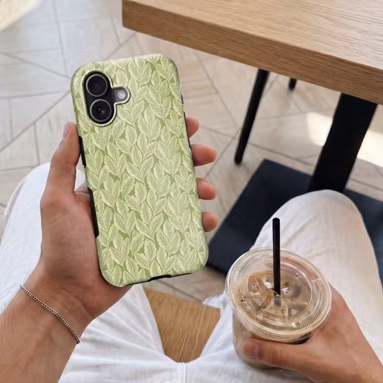 Handyhülle Toughcase - Grün – Botanisch – Blätter – Vintage – Muster — 4