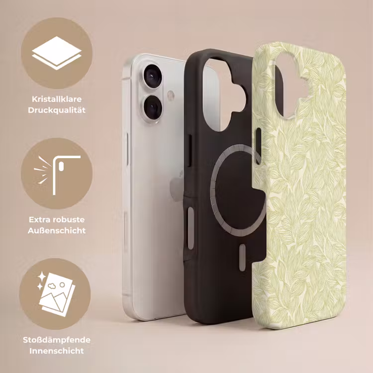 Handyhülle Toughcase - Salbeigrün – Botanisch – Blätter – Handgezeichnet – Muster — 3