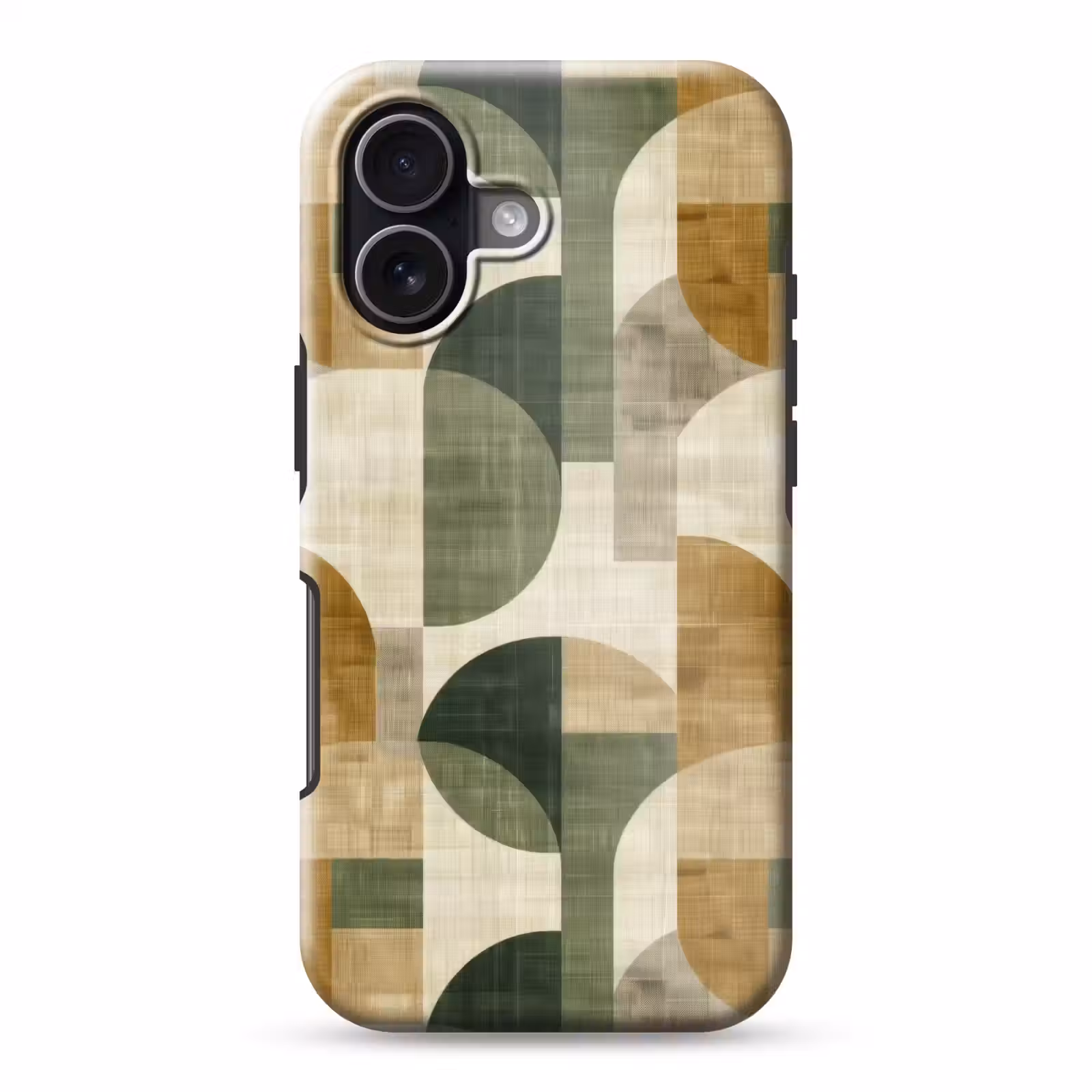 Handyhülle Toughcase - Olivgrün – Geometrisch – Abstrakt – Mid-Century – Leinen – Muster — 1