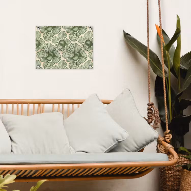Gartenposter - Grün – Botanisch – Blumen – Organisch – Muster — 4