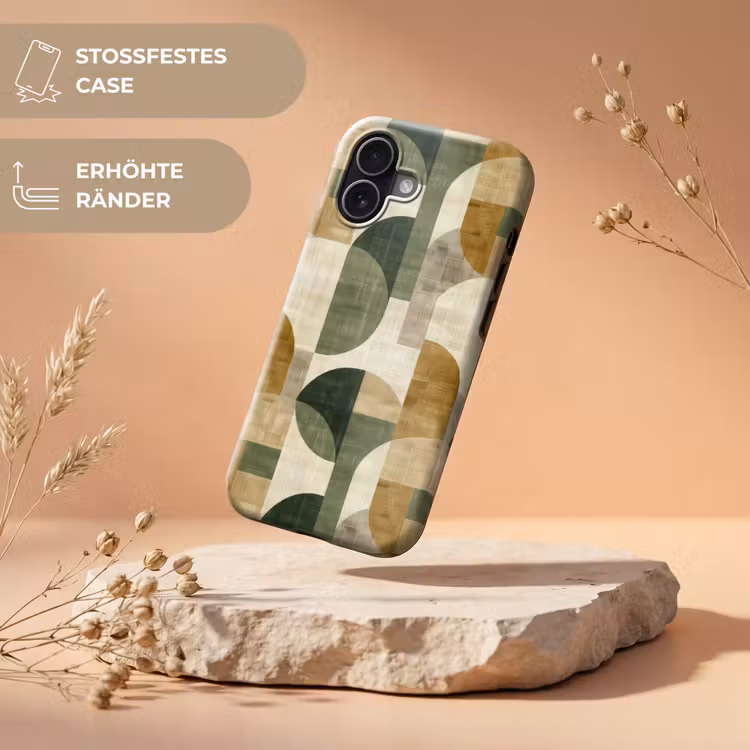 Handyhülle Toughcase - Olivgrün – Geometrisch – Abstrakt – Mid-Century – Leinen – Muster — 5