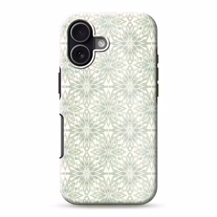 Handyhülle Toughcase - Salbeigrün – Symmetrisch – Mandala – Ornament – Muster — 1