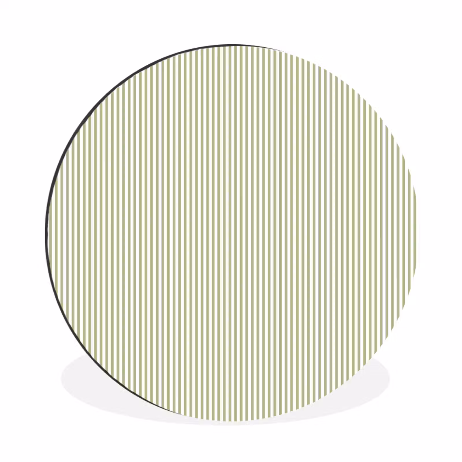 Alu-Dibond-Bild Rund - Salbeigrün – Streifen – Minimalistisch – Muster — 1