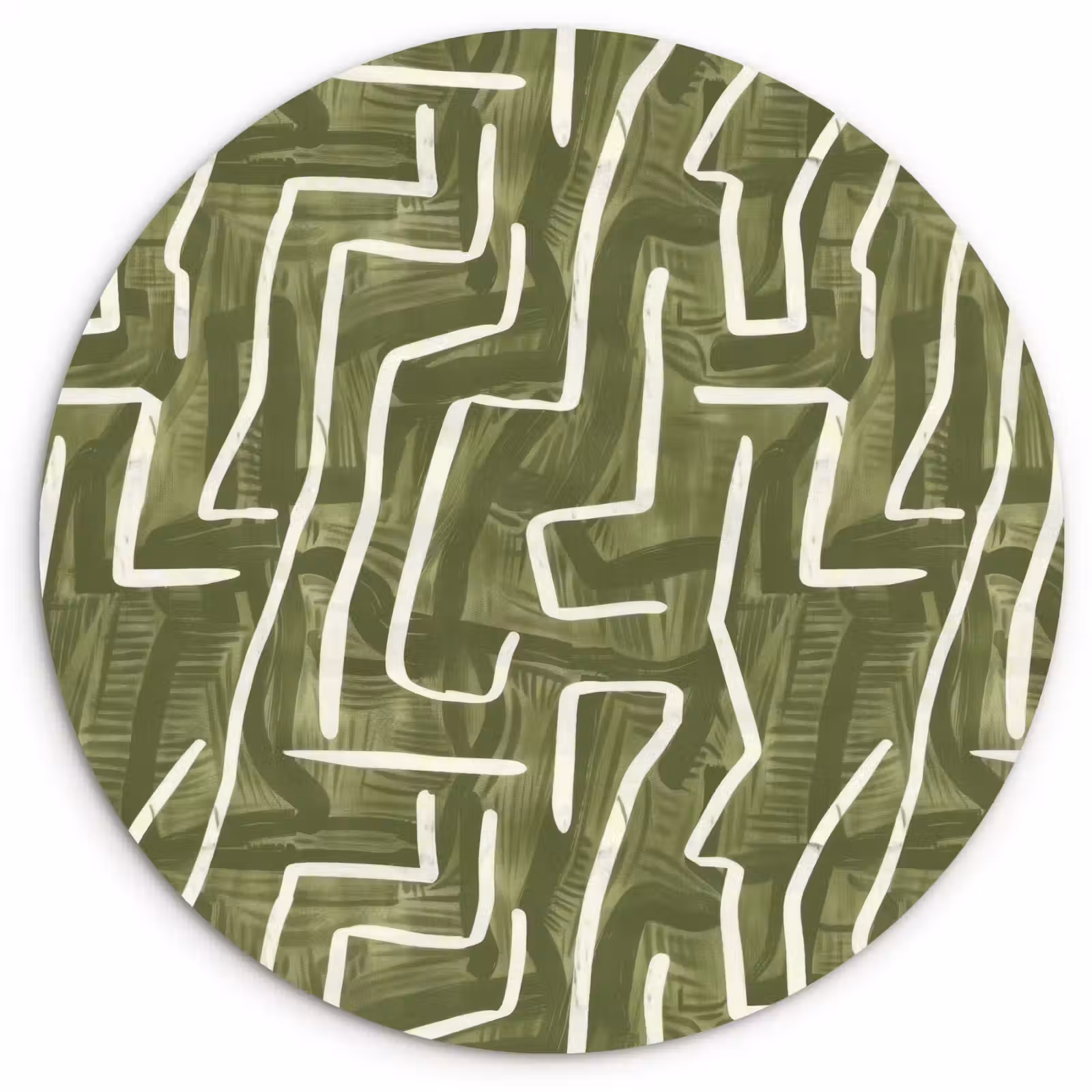 Glasbild Rund - Grün – Abstrakt – Pinselstriche – Muster — 1