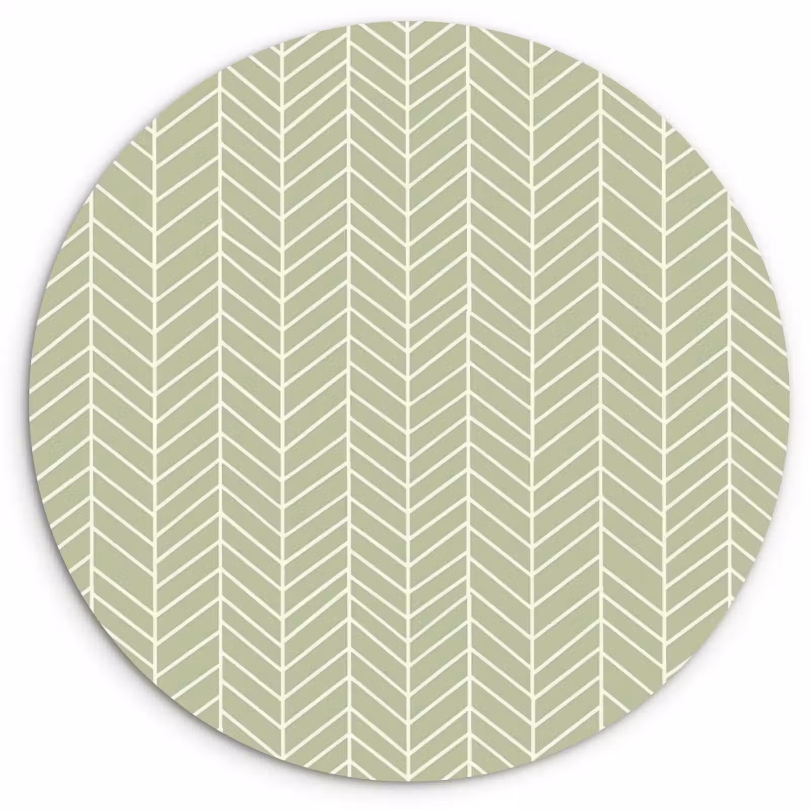 Glasbild Rund - Salbeigrün – Fischgrät – Geometrisch – Muster — 1
