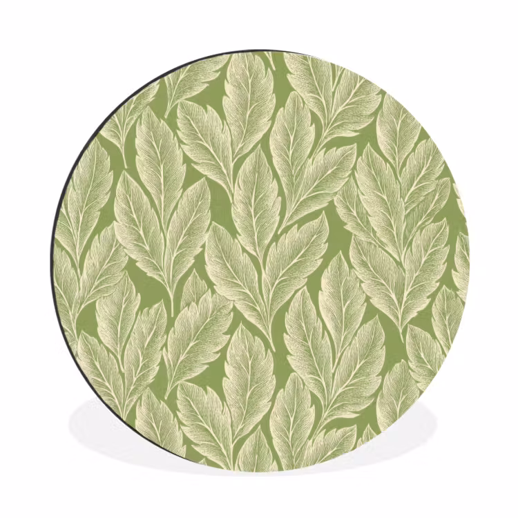Alu-Dibond-Bild Rund - Grün – Botanisch – Blätter – Vintage – Muster — 1
