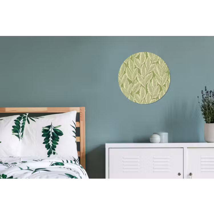 Alu-Dibond-Bild Rund - Grün – Botanisch – Blätter – Vintage – Muster — 5
