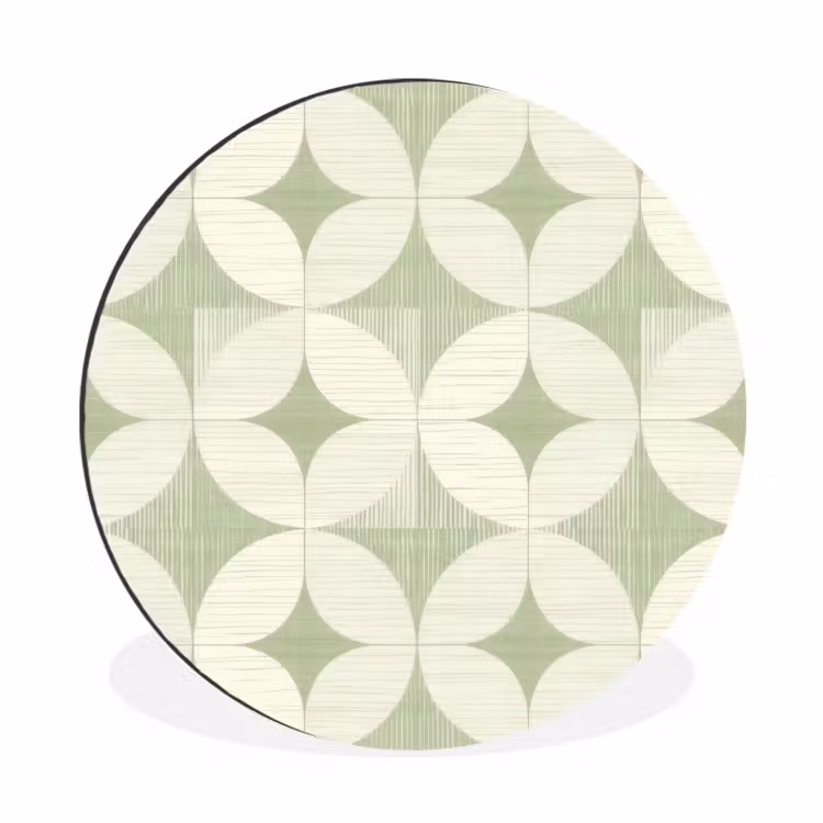 Alu-Dibond-Bild Rund - Salbeigrün – Geometrisch – Retro – Mid-Century – Muster — 1