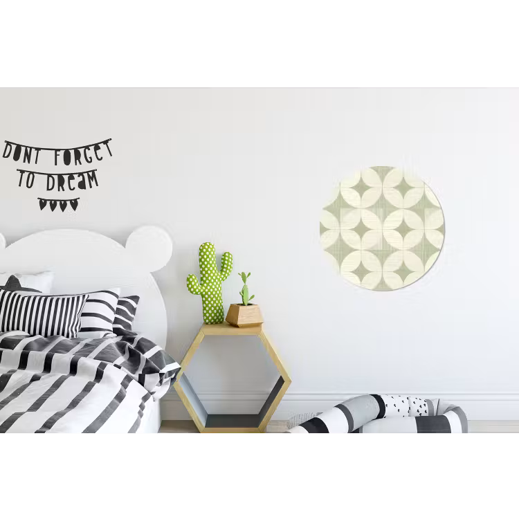 Alu-Dibond-Bild Rund - Salbeigrün – Geometrisch – Retro – Mid-Century – Muster — 4
