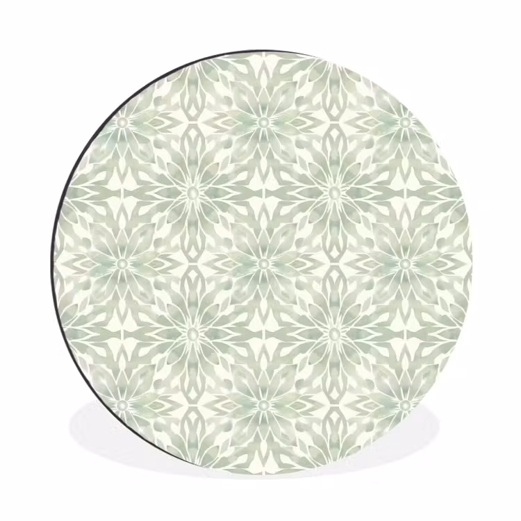 Alu-Dibond-Bild Rund - Salbeigrün – Symmetrisch – Mandala – Ornament – Muster — 1