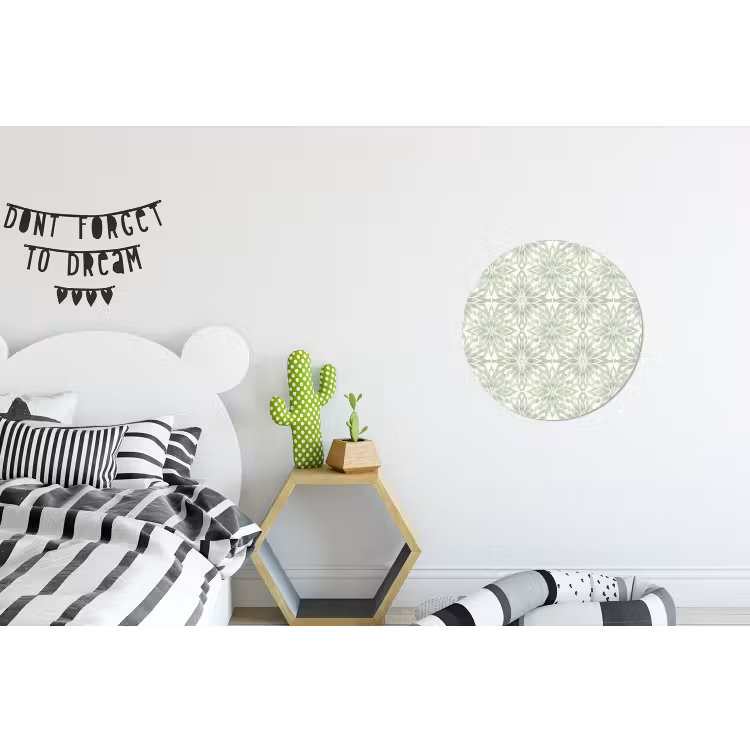 Alu-Dibond-Bild Rund - Salbeigrün – Symmetrisch – Mandala – Ornament – Muster — 4