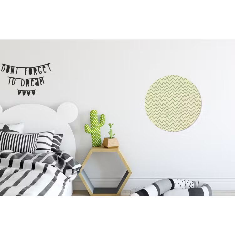 Alu-Dibond-Bild Rund - Salbeigrün – Zickzack – Handgezeichnet – Muster — 4