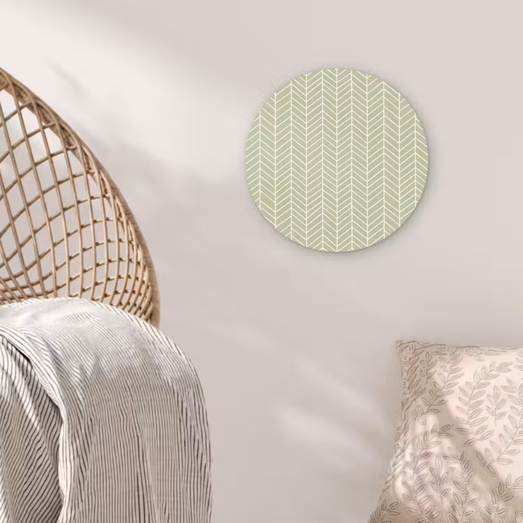 Glasbild Rund - Salbeigrün – Fischgrät – Geometrisch – Muster — 5