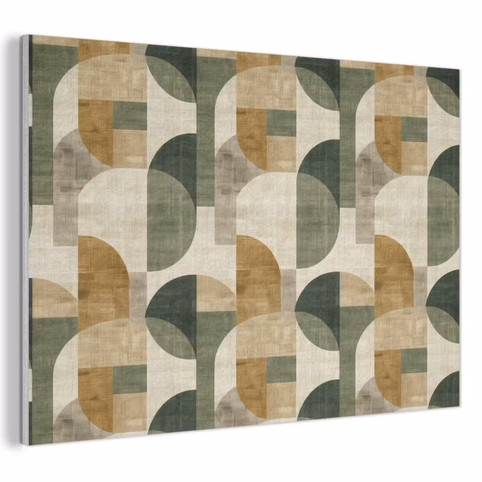 Akustikbild - Olivgrün – Geometrisch – Abstrakt – Mid-Century – Leinen – Muster — 1