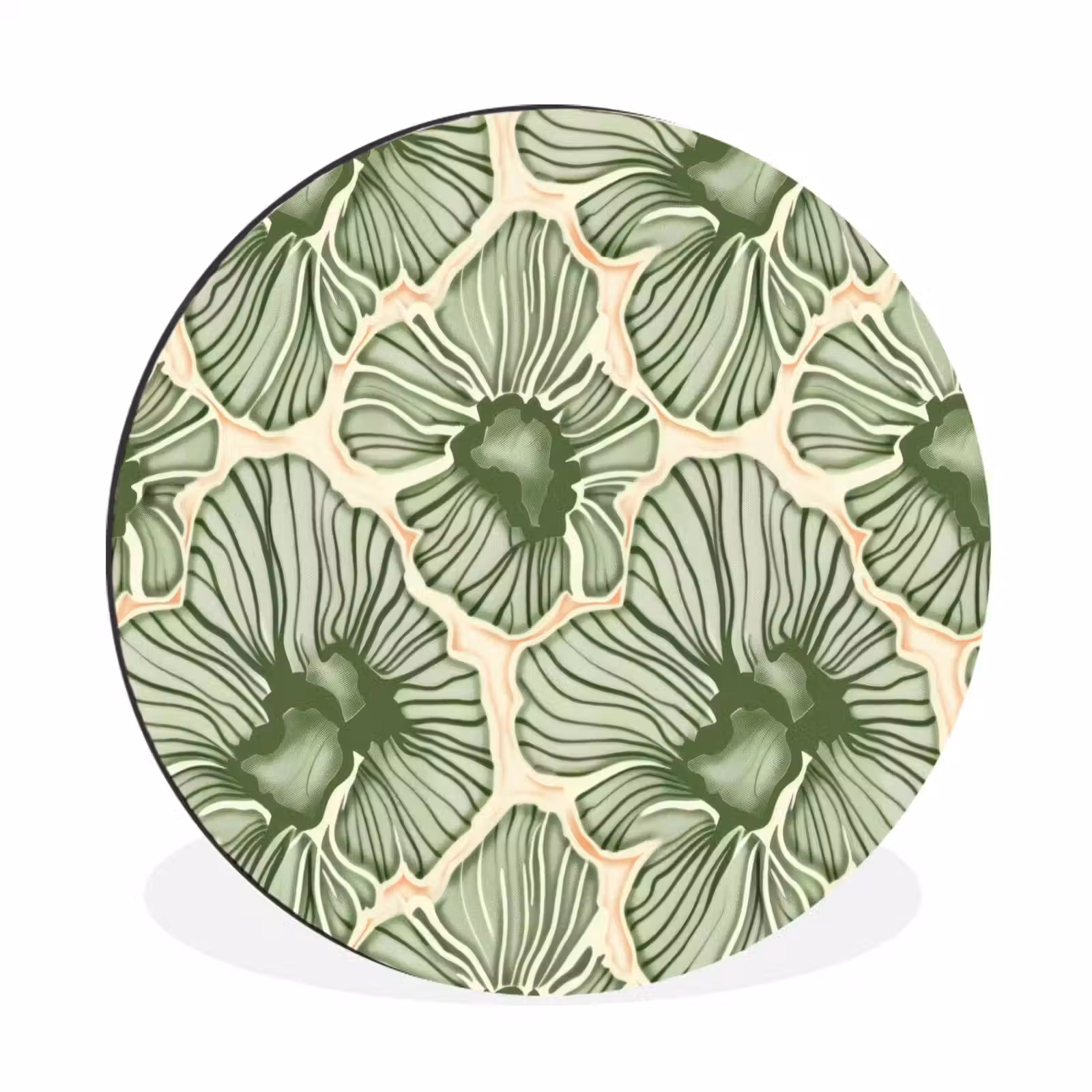 Alu-Dibond-Bild Rund - Grün – Botanisch – Blumen – Organisch – Muster — 1
