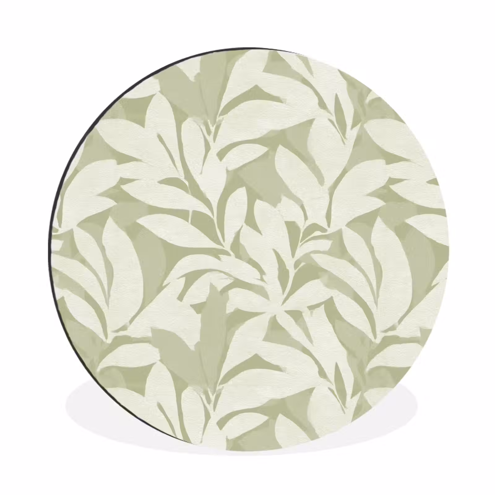 Alu-Dibond-Bild Rund - Salbeigrün – Botanisch – Minimalistisch – Muster — 1