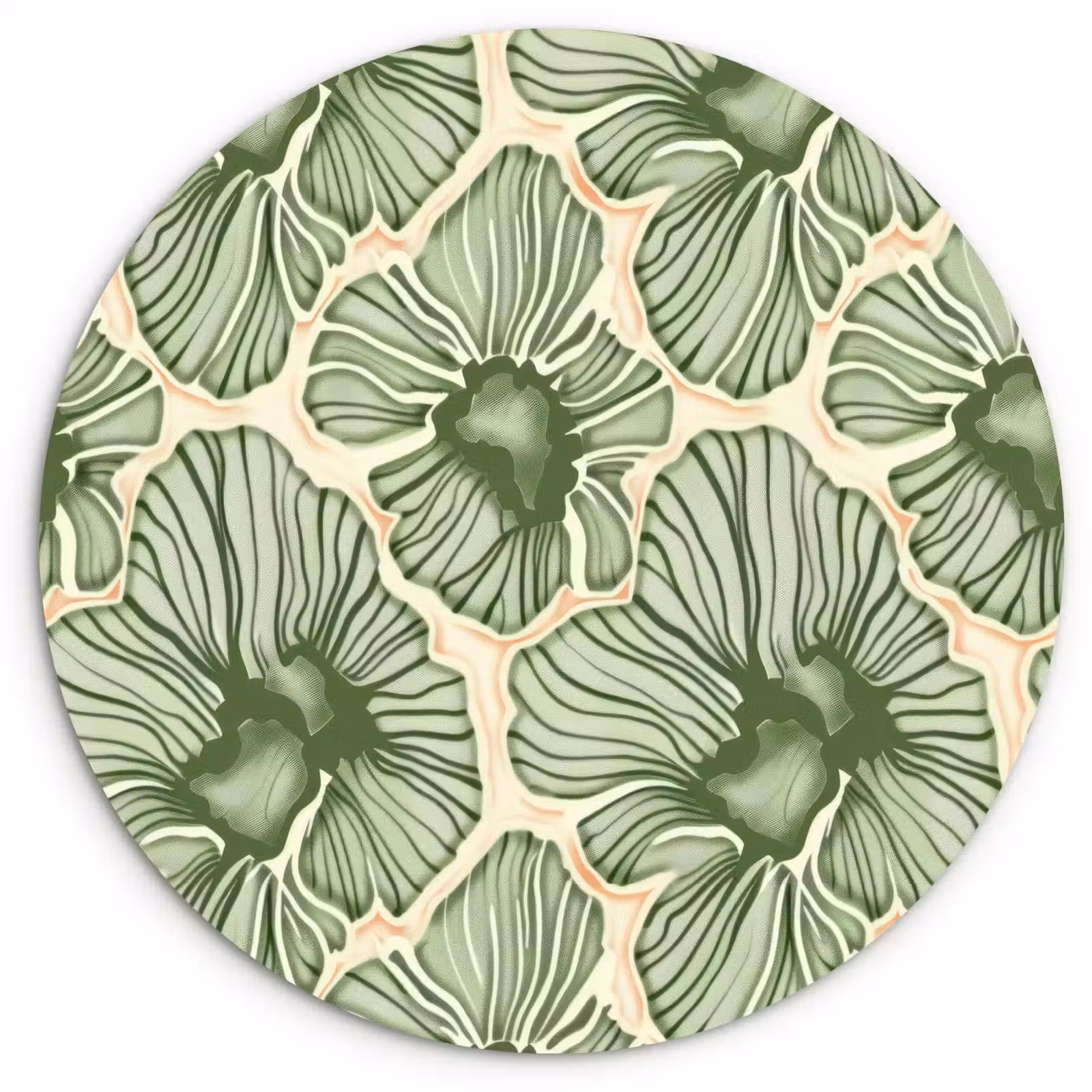 Glasbild Rund - Grün – Botanisch – Blumen – Organisch – Muster — 1