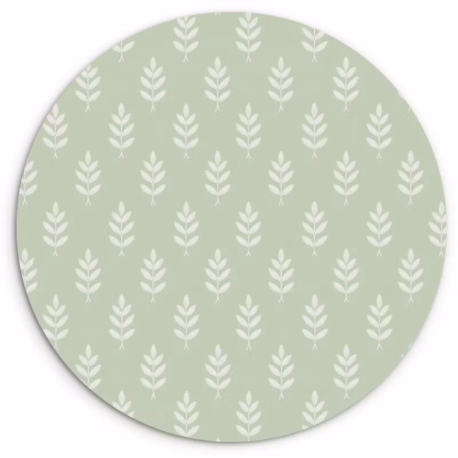 Glasbild Rund - Salbeigrün – Botanisch – Zweige – Minimalistisch – Muster — 1