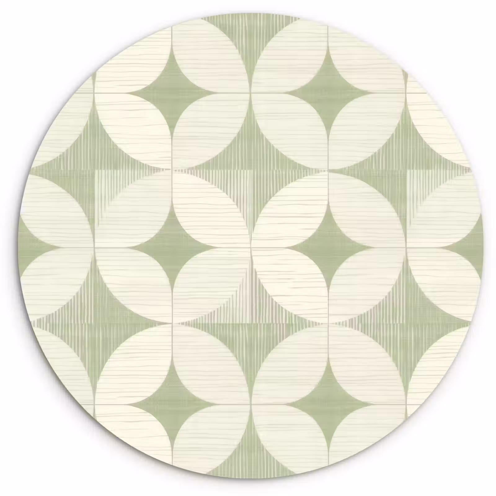 Glasbild Rund - Salbeigrün – Geometrisch – Retro – Mid-Century – Muster — 1