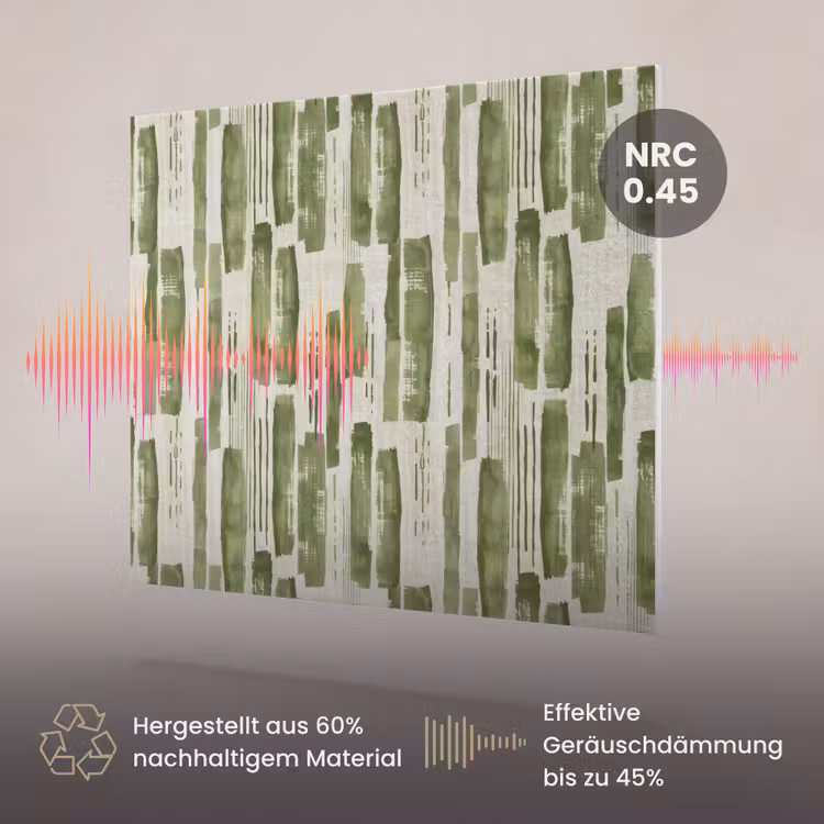 Akustikbild - Grün – Abstrakt – Pinselstriche – Leinen – Muster — 3