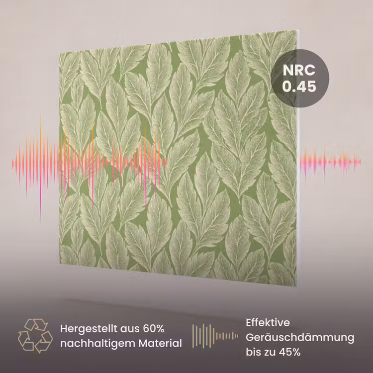 Akustikbild - Grün – Botanisch – Blätter – Vintage – Muster — 3