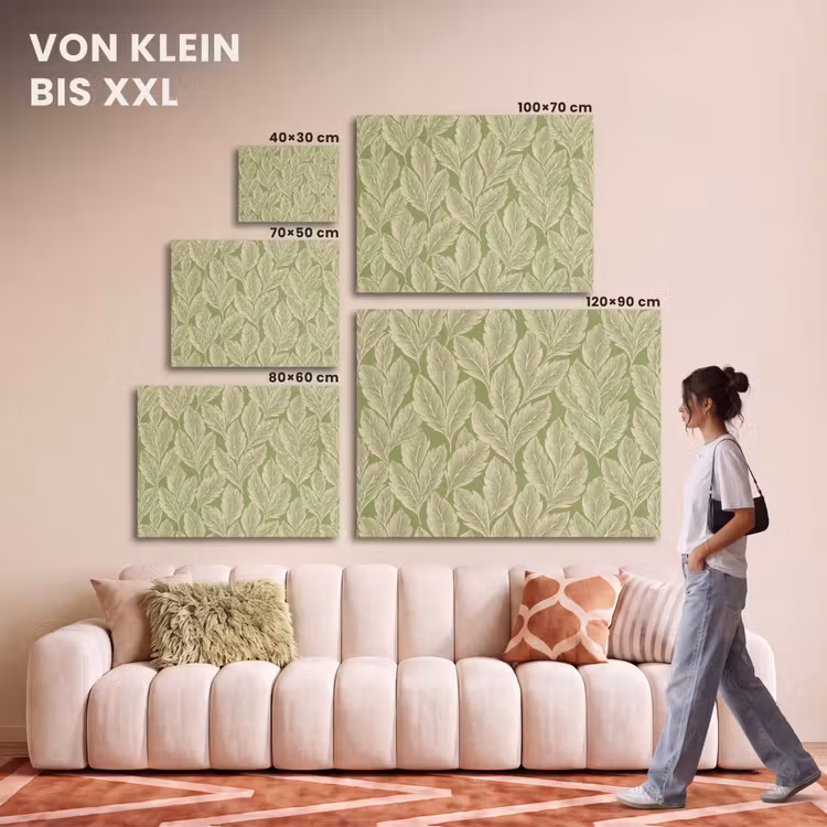 Akustikbild - Grün – Botanisch – Blätter – Vintage – Muster — 7